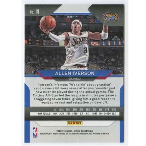 2020-21 ALLEN IVERSON PANINI PRIZM CARD - Picture 2 of 2